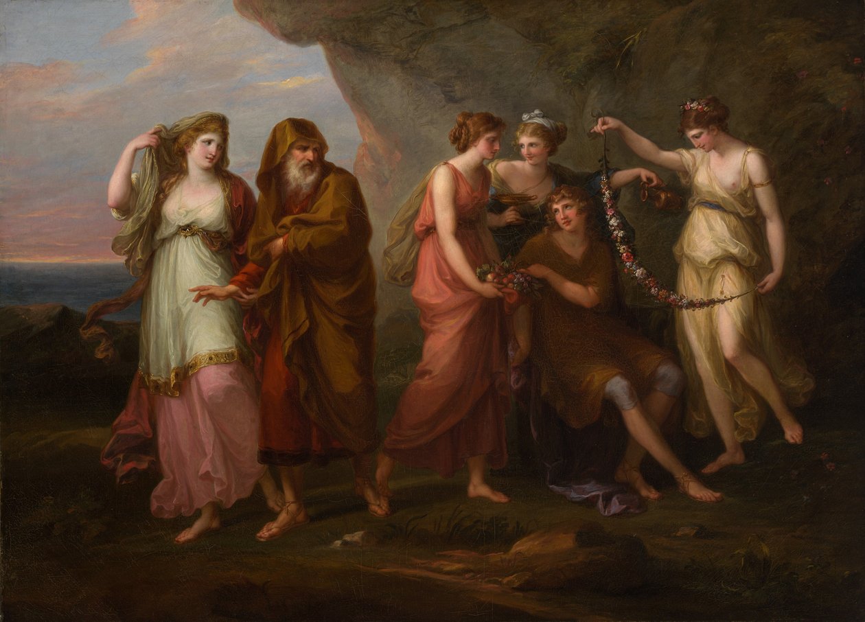 Telemachus en de Nimfen van Calypso door Angelica Kauffman