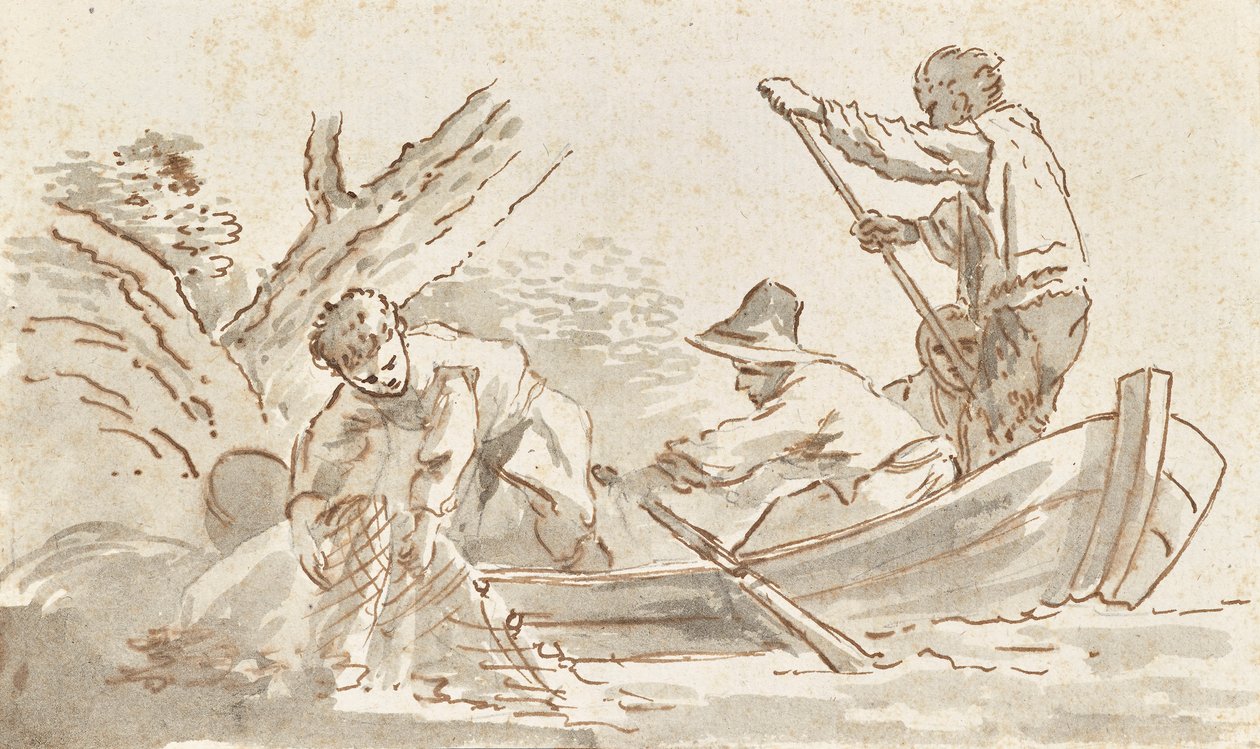 Vissers halen netten binnen door Angelica Kauffmann