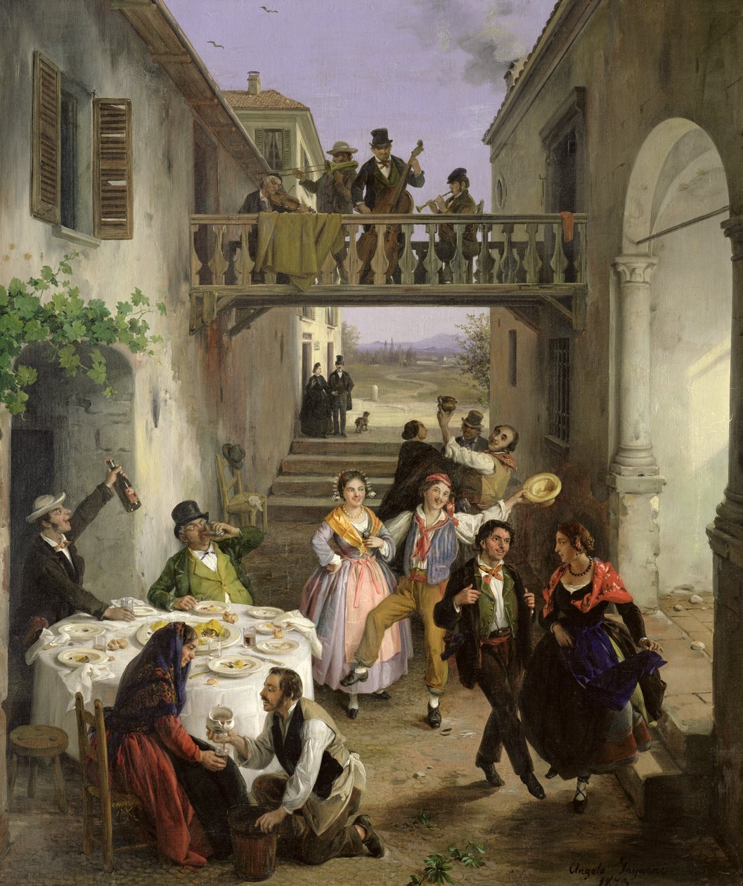 Een Bruiloft in Brianza, 1873 door Angelo Inganni