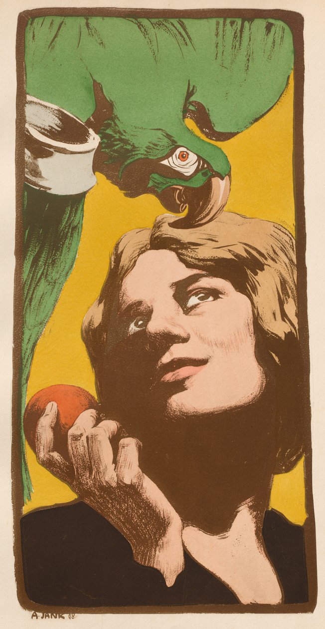La Femme au Perroquet, 1898 door Angelo Jank