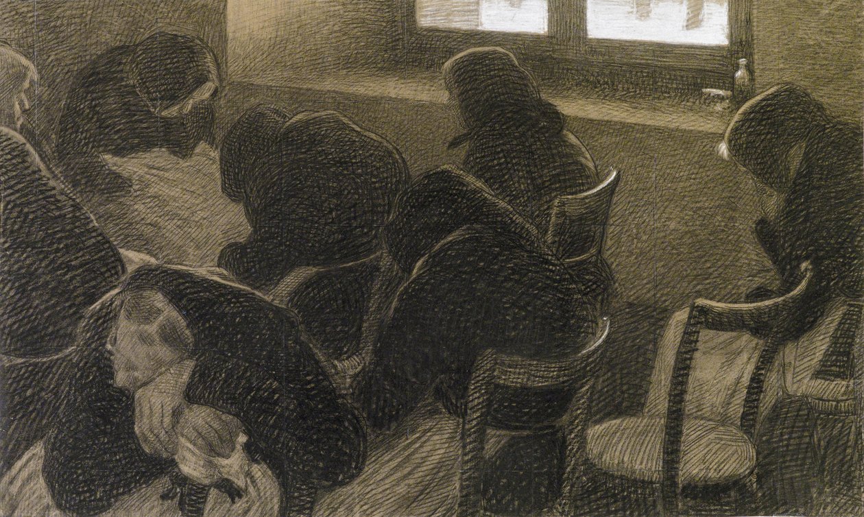 Winterse Siësta, ca. 1902 door Angelo Morbelli