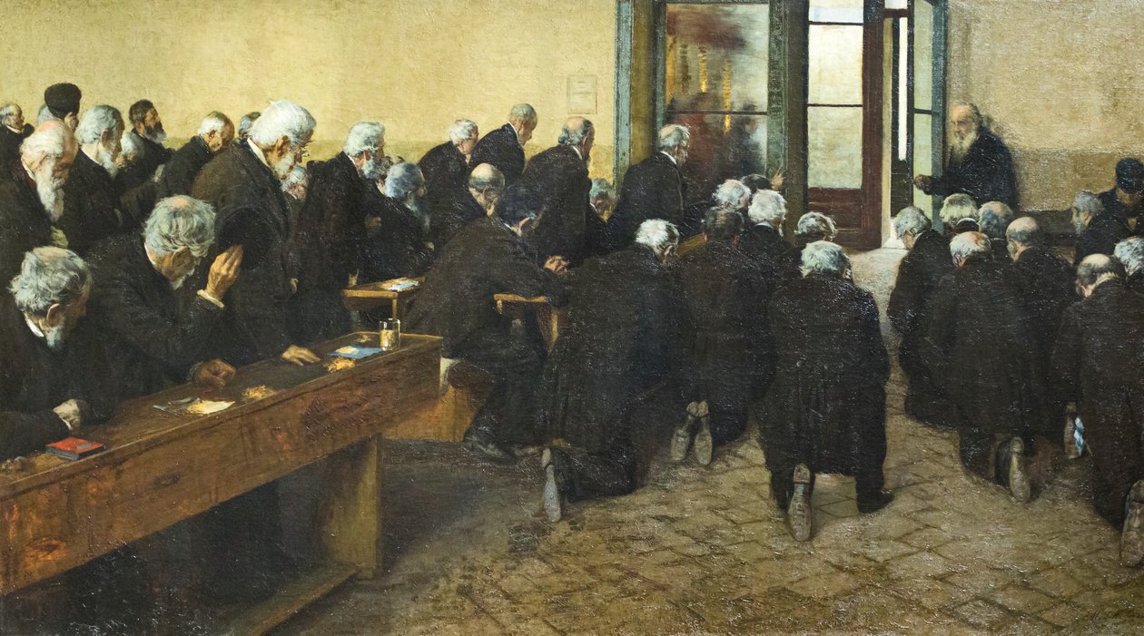 Het viaticum door Angelo Morbelli