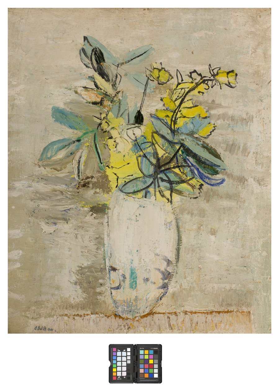 Takken met bloemen in een vaas door Angelo del Bon