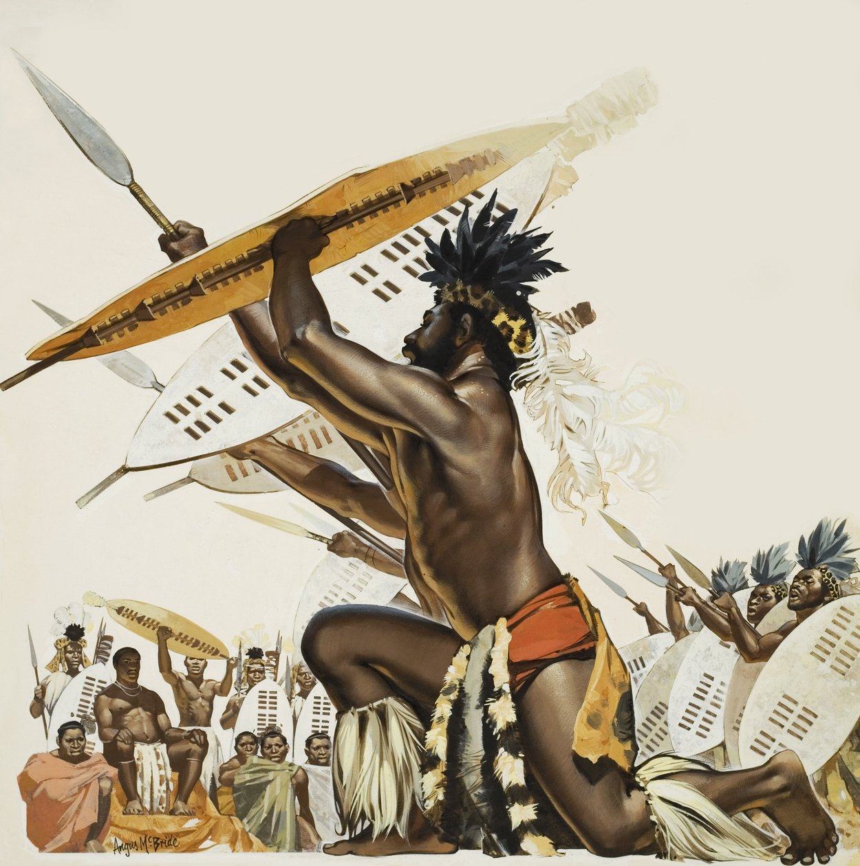 Afrikaanse krijgers (gouache op papier) door Angus McBride