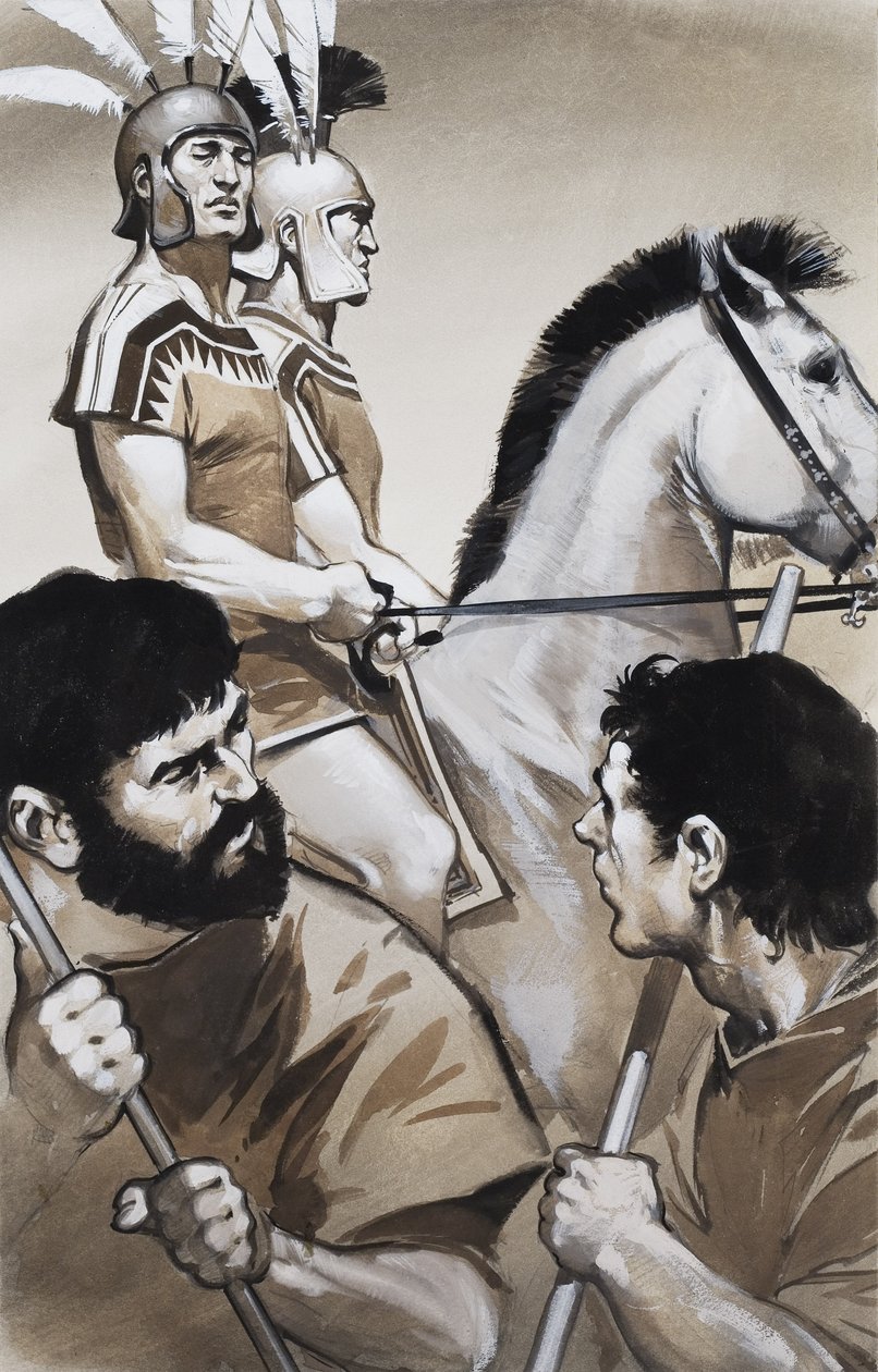 Etruskische soldaten (gouache op papier) door Angus McBride