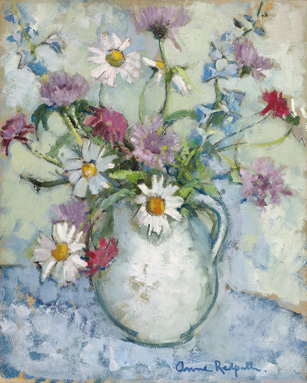 Zomerbloemen in een kan door Anne Redpath