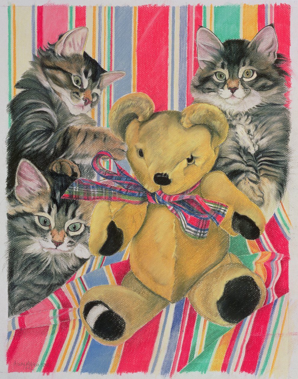 Kittens en teddybeer door Anne Robinson
