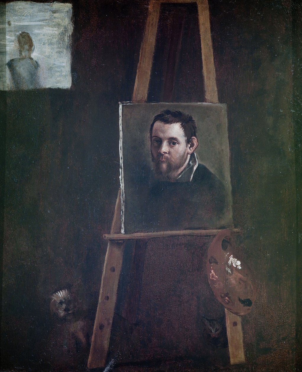Zelfportret op een ezel, 1605 door Annibale Carracci
