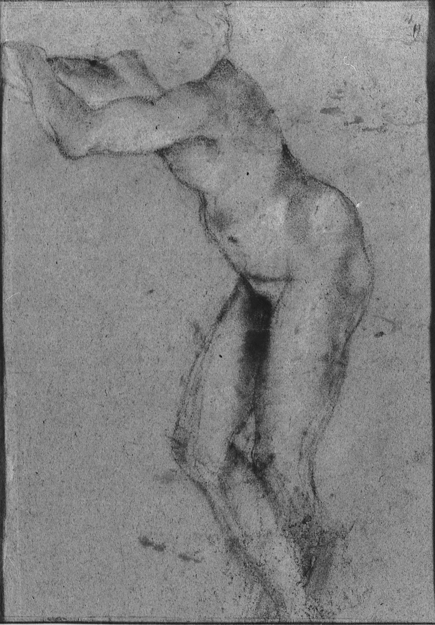 Schets voor een decoratief figuur in het Palazzo Magnani, in Bologna door Annibale Carracci
