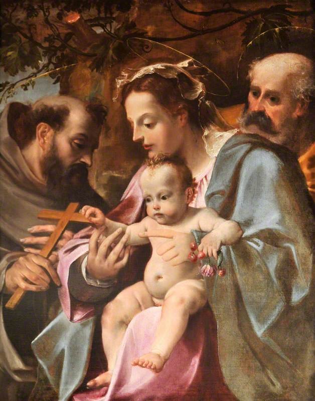 De Heilige Familie met Sint Franciscus door Annibale Carracci