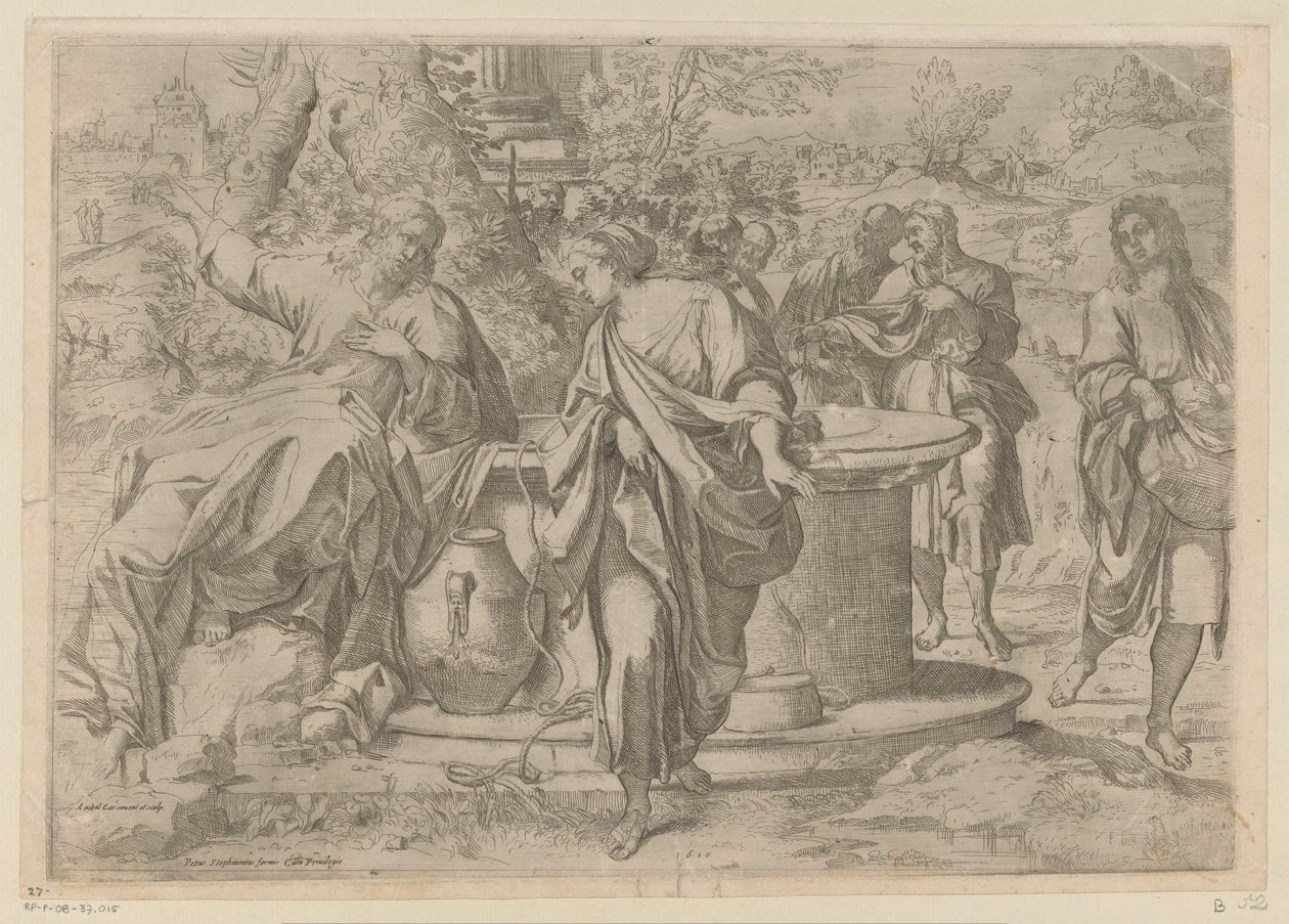 Christus en de Samaritaanse vrouw door Annibale Carracci
