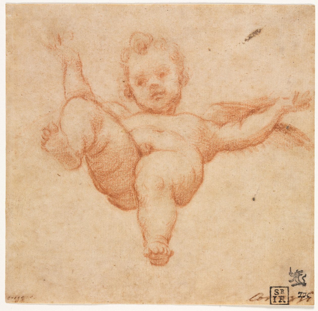 Vliegende Cupido, ca. 1602 door Annibale Carracci