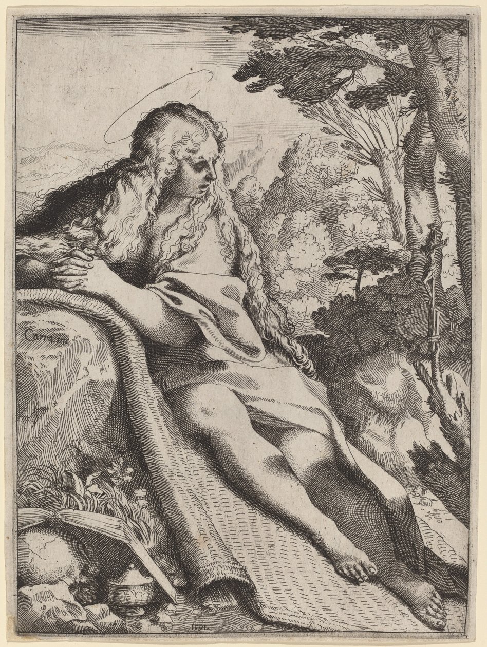 Maria Magdalena in de wildernis door Annibale Carracci