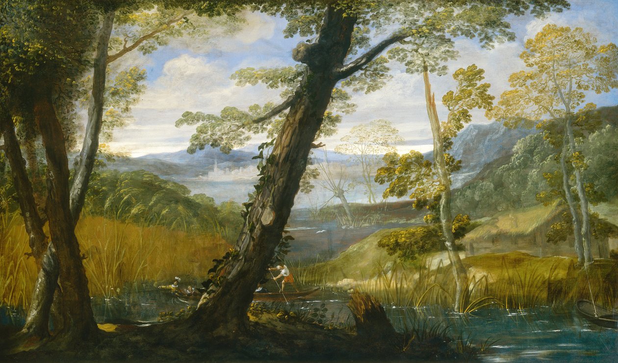 Rivierlandschap, ca. 1590 door Annibale Carracci