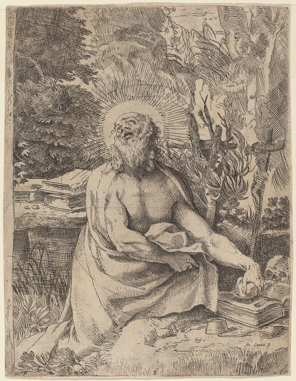 Sint Hiëronymus in de Wildernis door Annibale Carracci