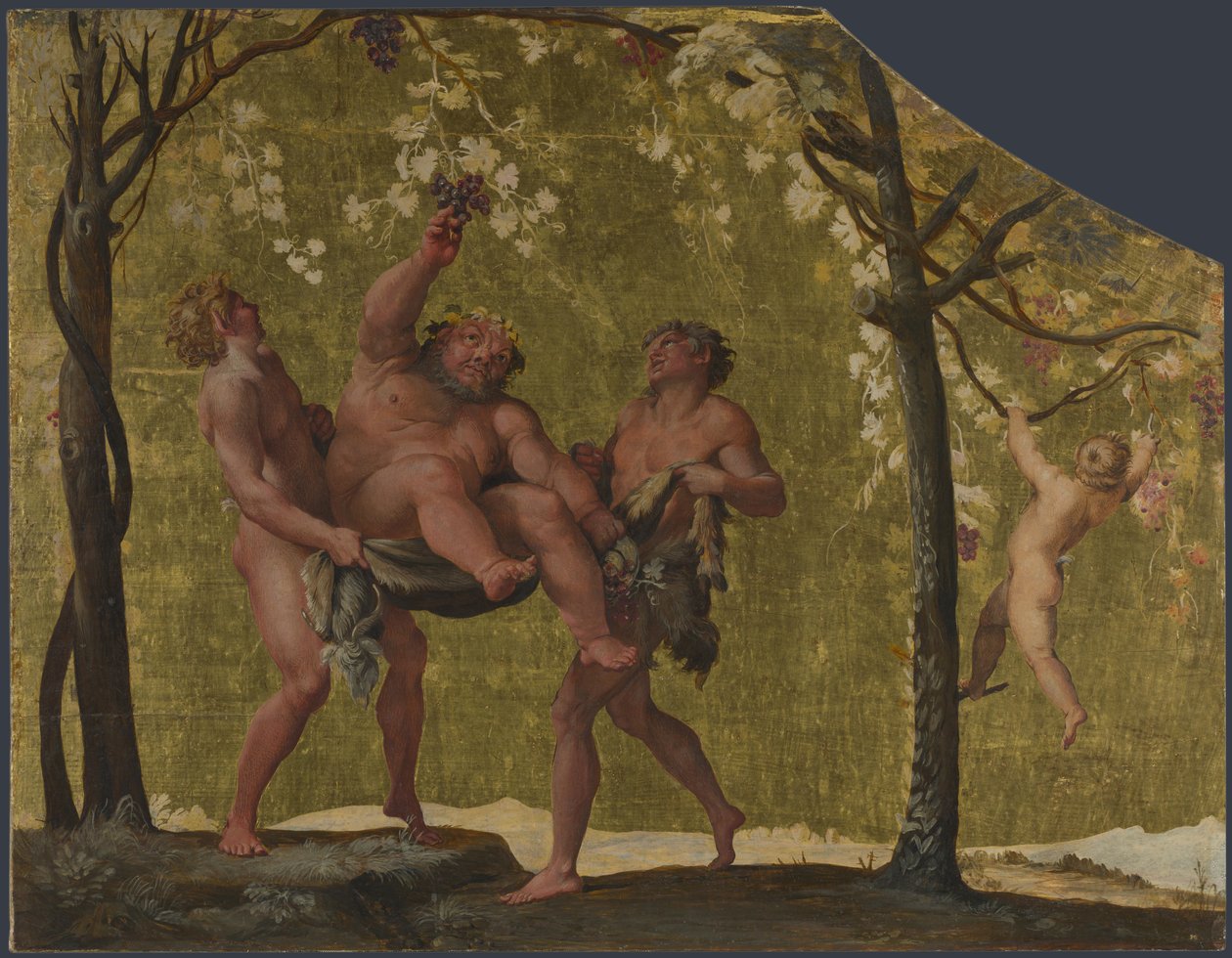 Silenus verzamelt druiven door Annibale Carracci