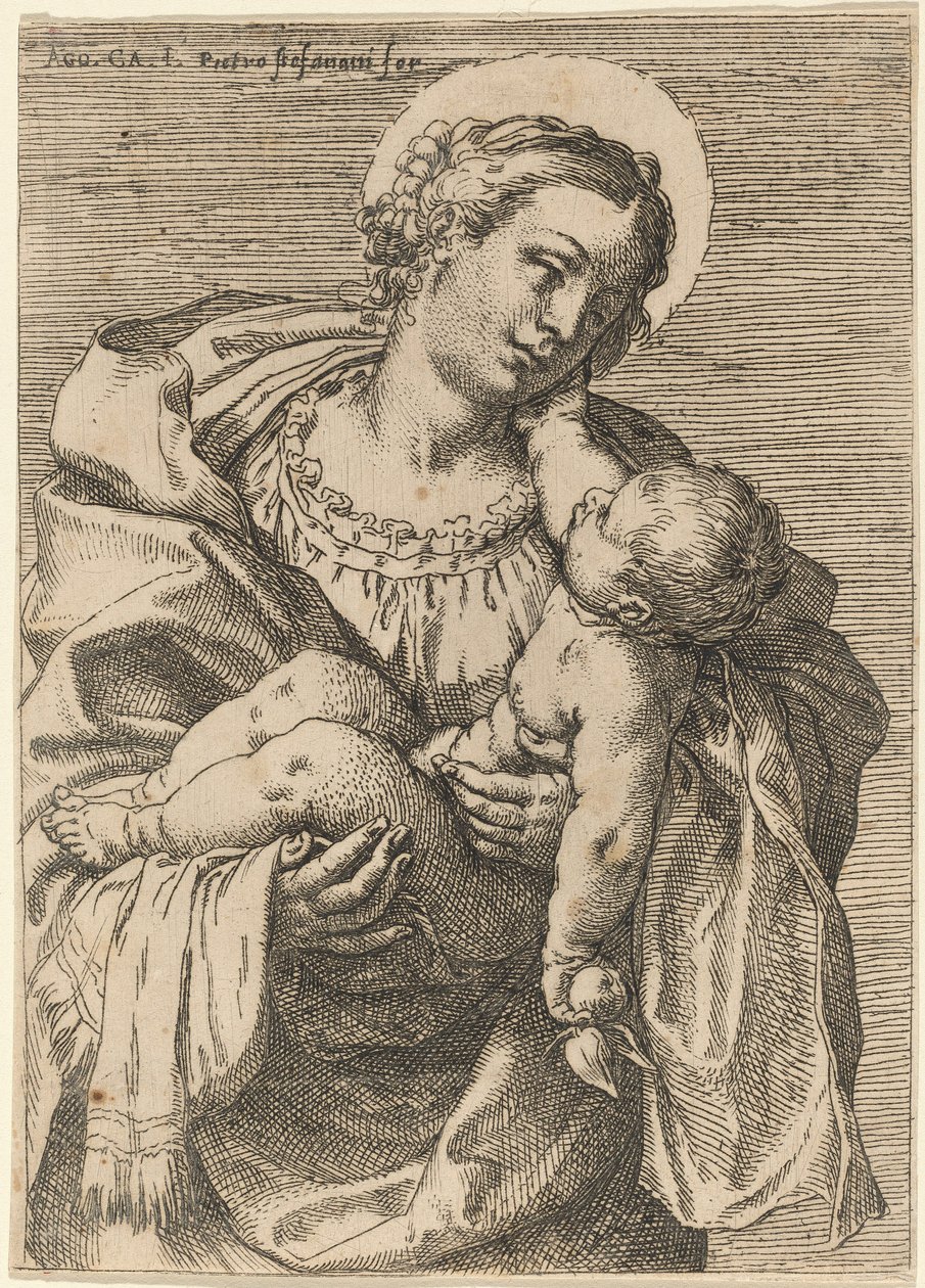De Madonna en Kind met een Appel door Annibale Carracci