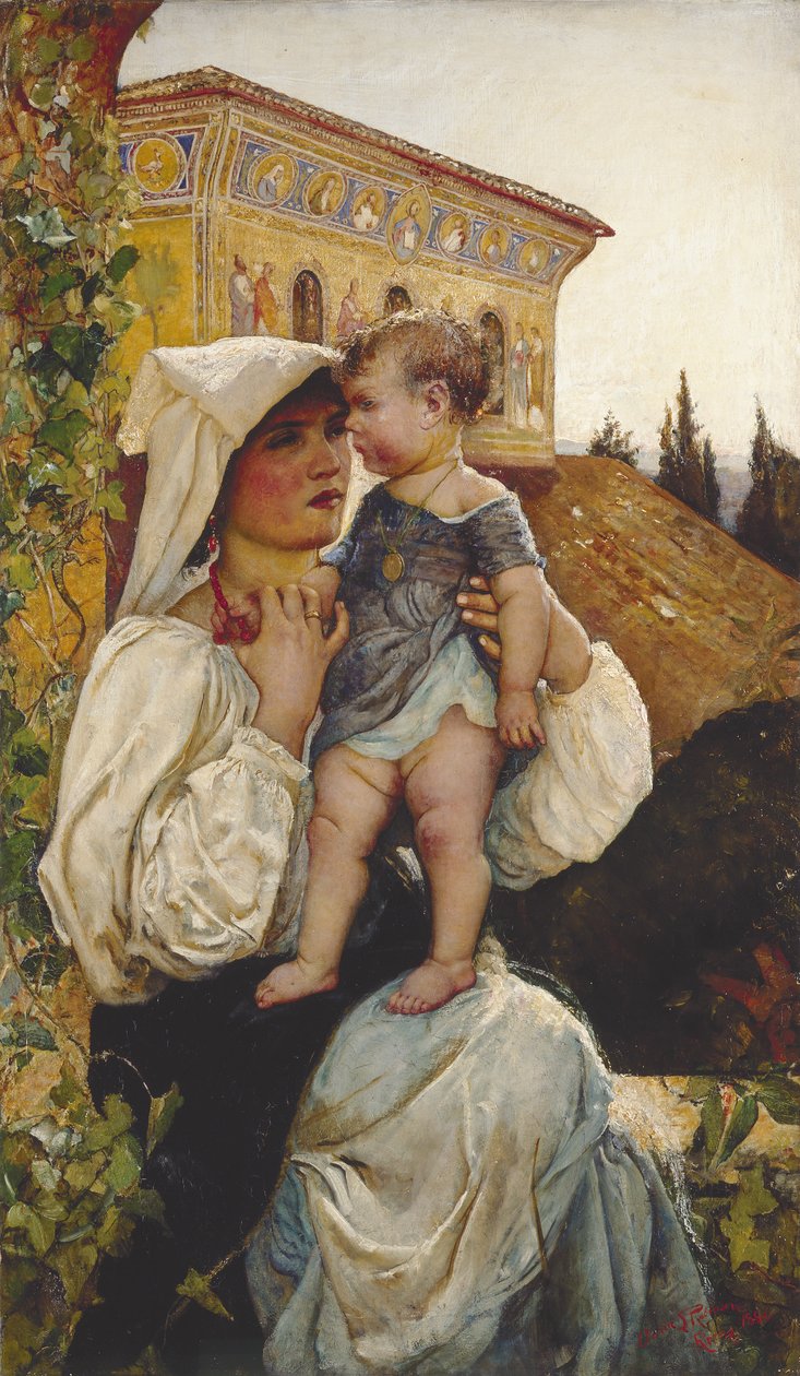 Een Italiaanse moeder en kind door Annie Louisa Swynnerton