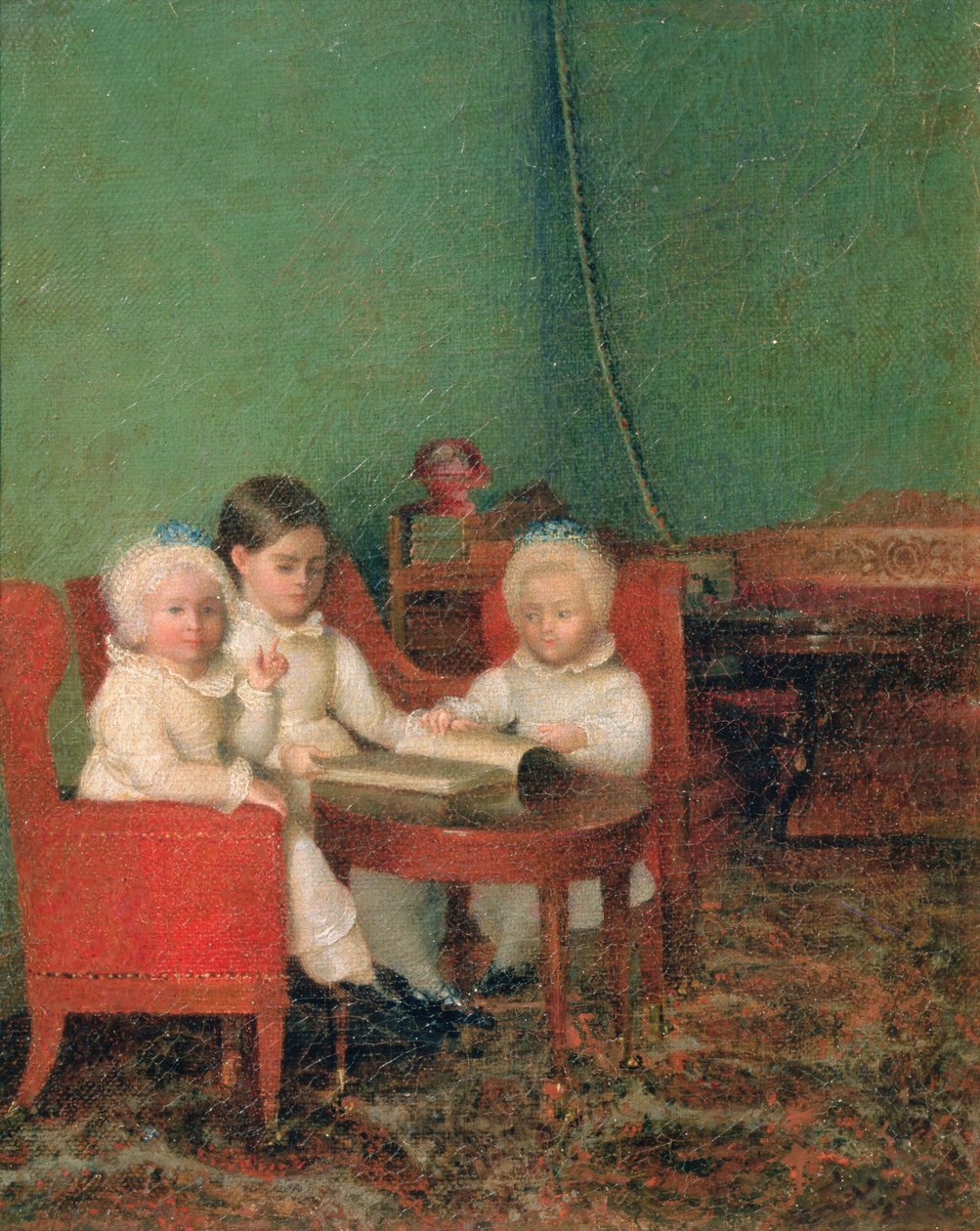 Kinderen in een interieur, 1800-10 door Unbekannt Unbekannt