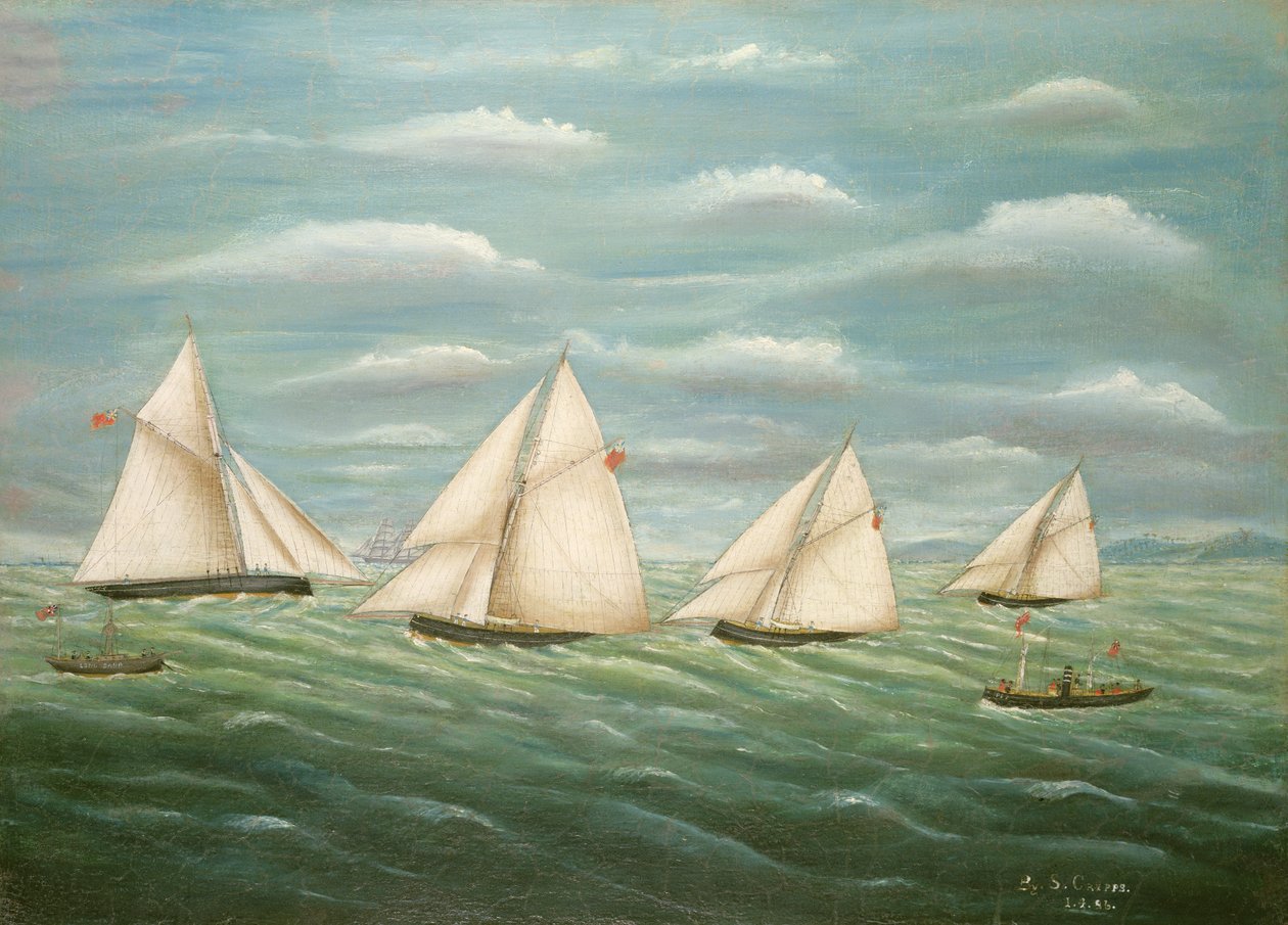 Regatta bij de Long Sand Lightship, Primitieve School, 19e eeuw door Unbekannt Unbekannt