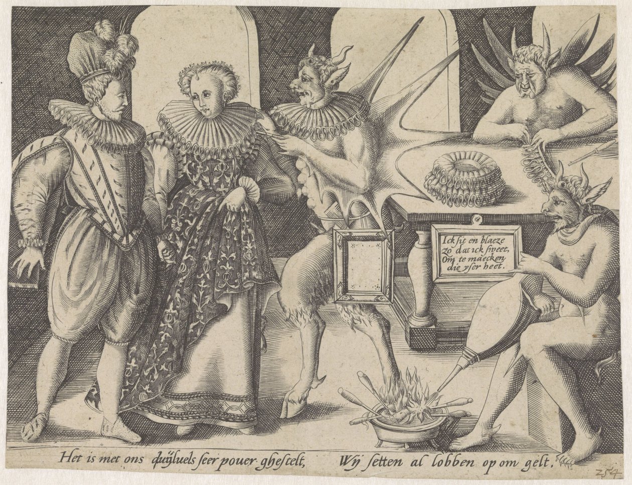 Allegorie op de radkraag als duivelswerk door Anonymous
