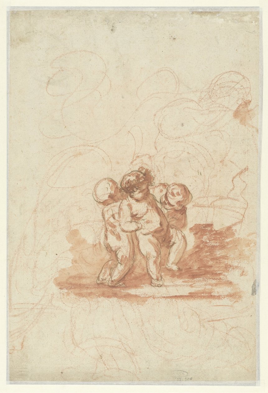 Drie putti in een landschap door Anonymous