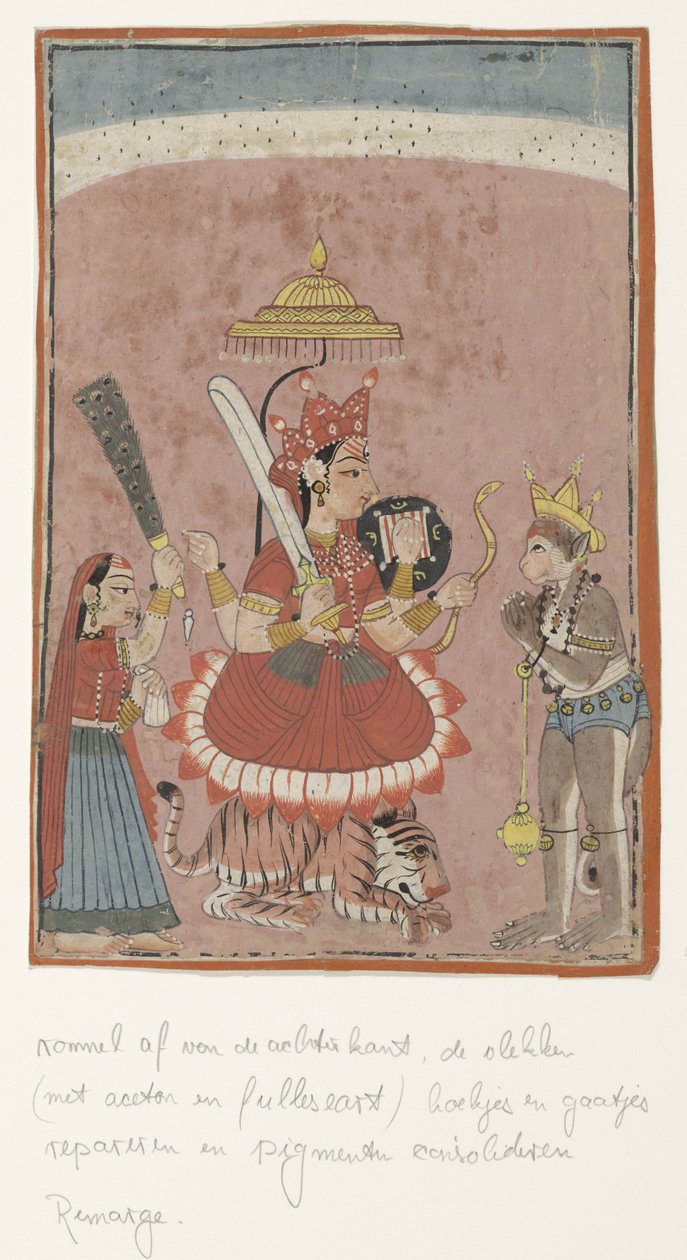 Godin Durga en Hanuman door Anonymous