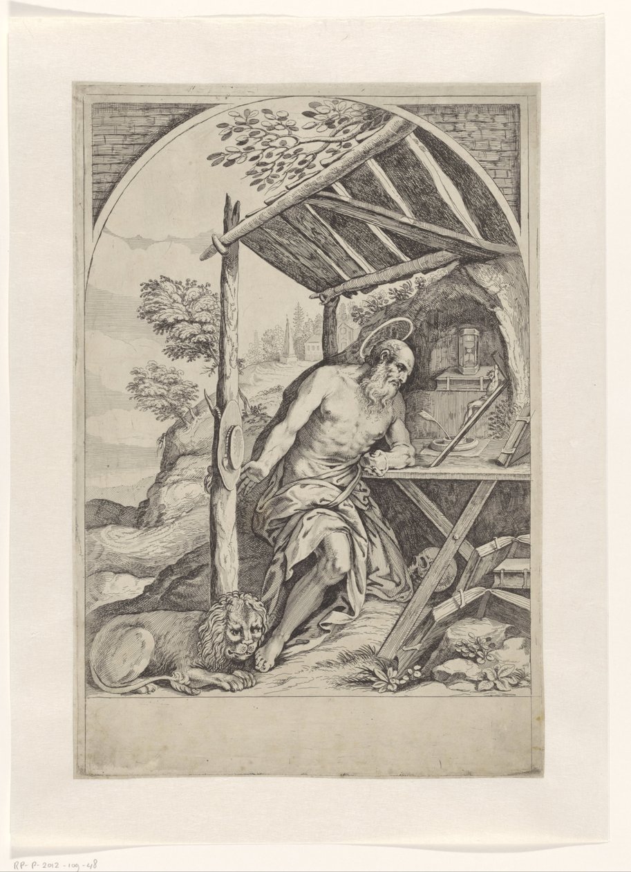 Heilige Hieronymus in de wildernis door Anonymous