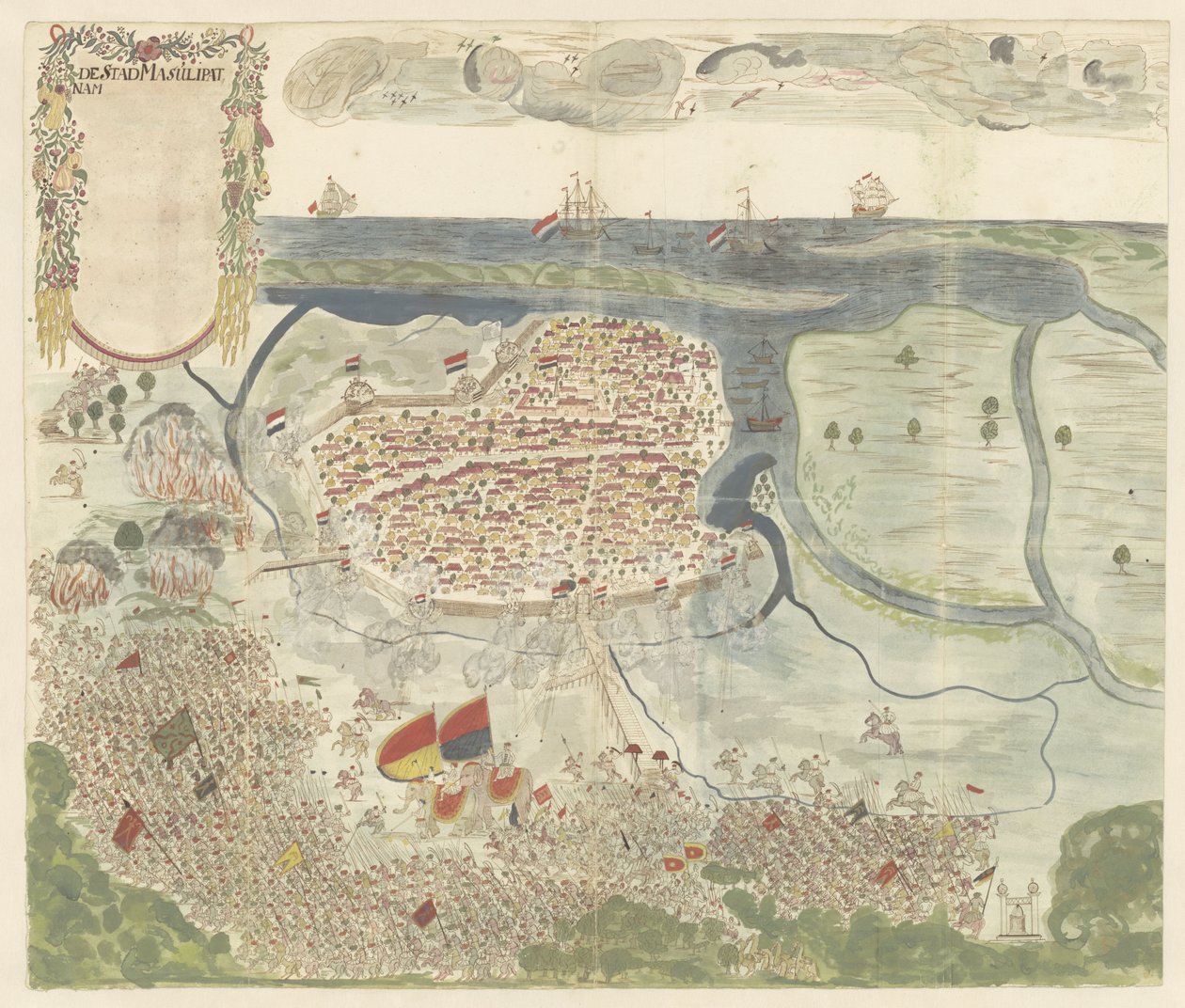 Het beleg van de stad Machilipatnam (Masulipatnam) door Anonymous