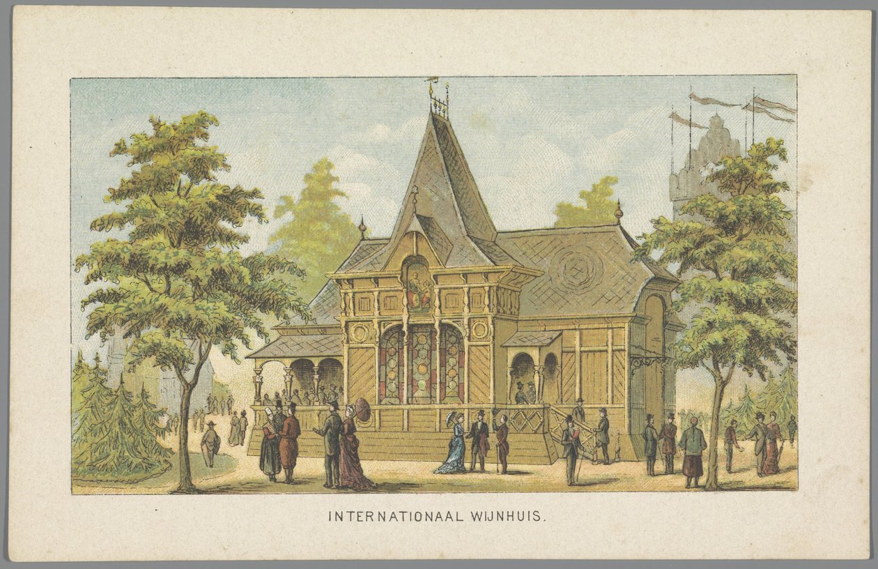 Internationaal Wijnhuis op de Wereldtentoonstelling in Amsterdam, 1883 (Herinnering aan Amsterdam in 1883) door Anonymous