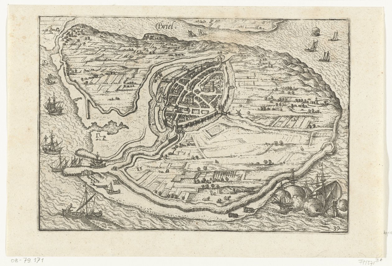 Kaart van Den Briel, 1572 door Anonymous