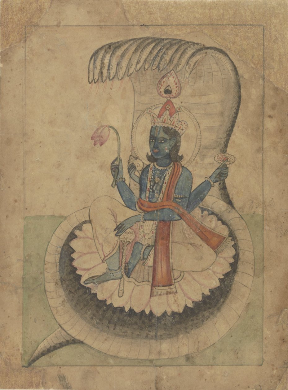 Krishna op zijn troon door Anonymous