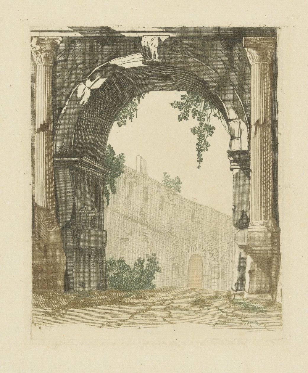Romeinse poort met stadsmuur door Anonymous