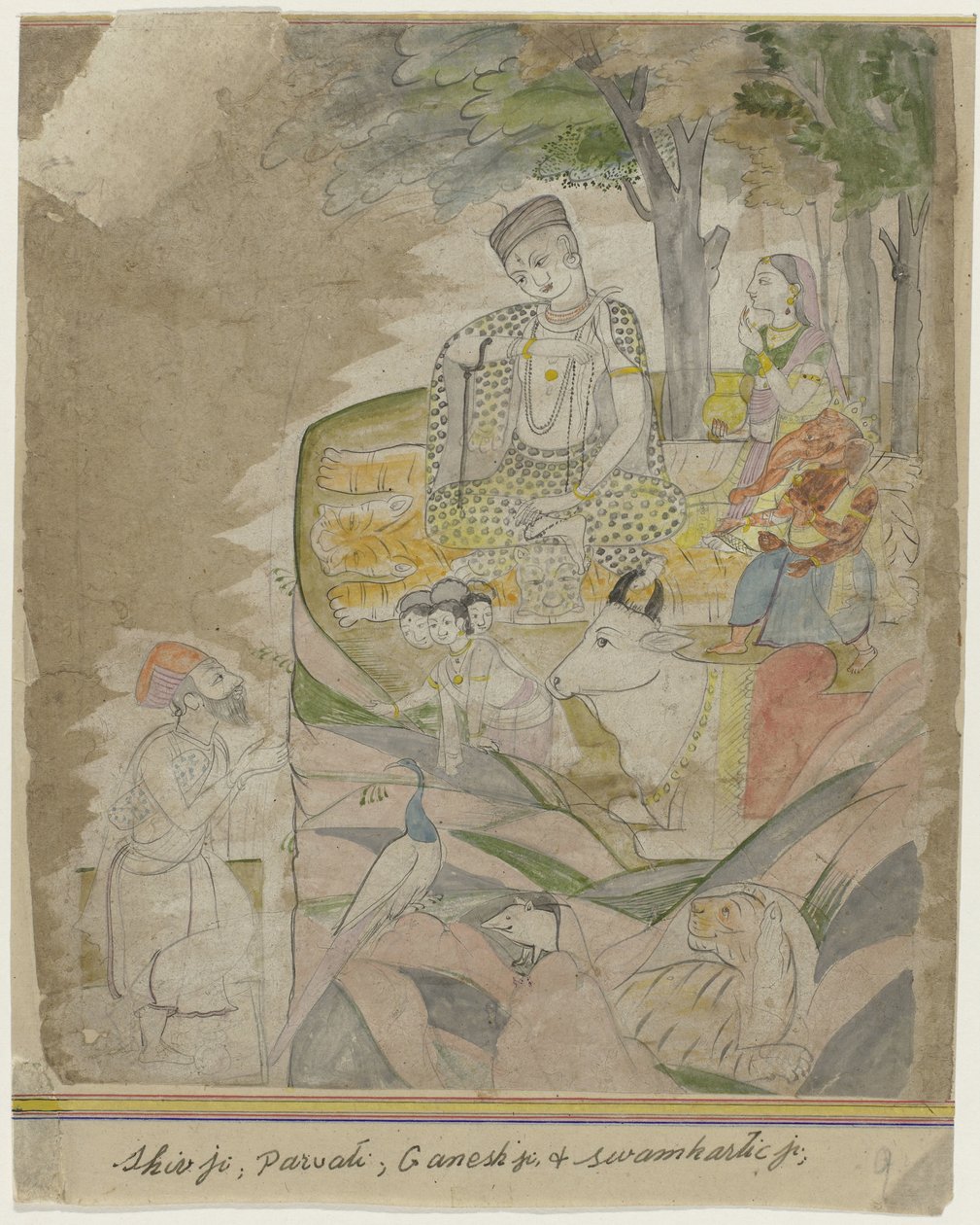 Shiva en Parvati op berg door Anonymous