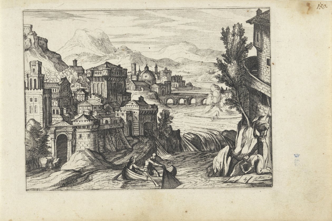 Stad aan een rivier door Anonymous