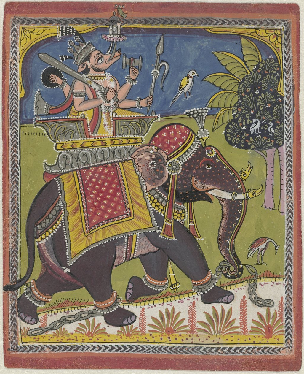 Varaha (Vishnu als zwijn) rijdt op een olifant door Anonymous