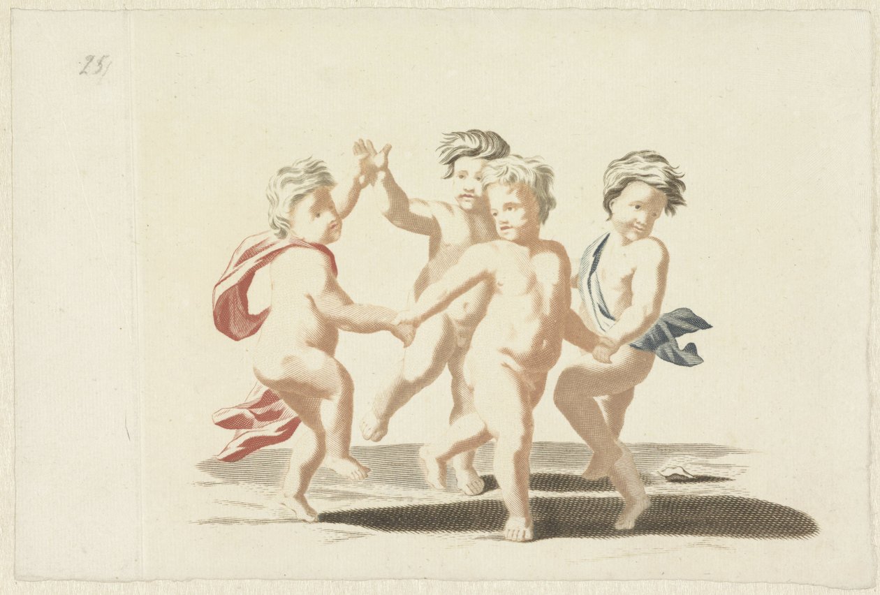 Vier dansende putti door Anonymous
