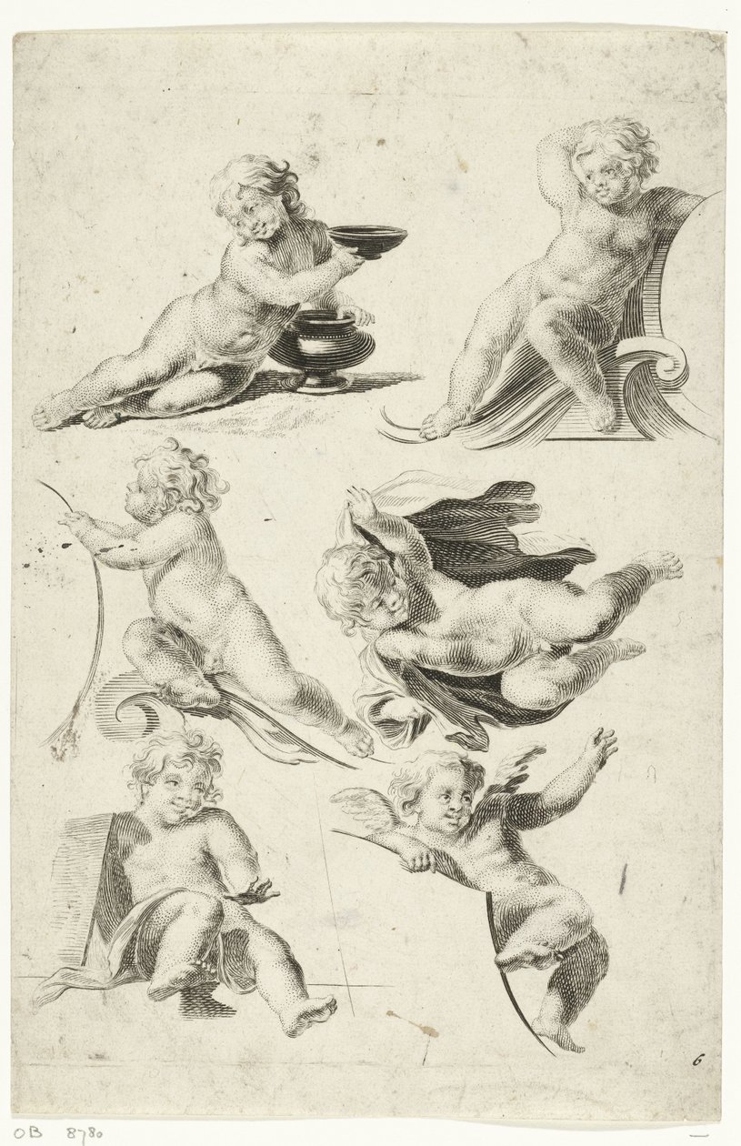 Zes putti door Anonymous