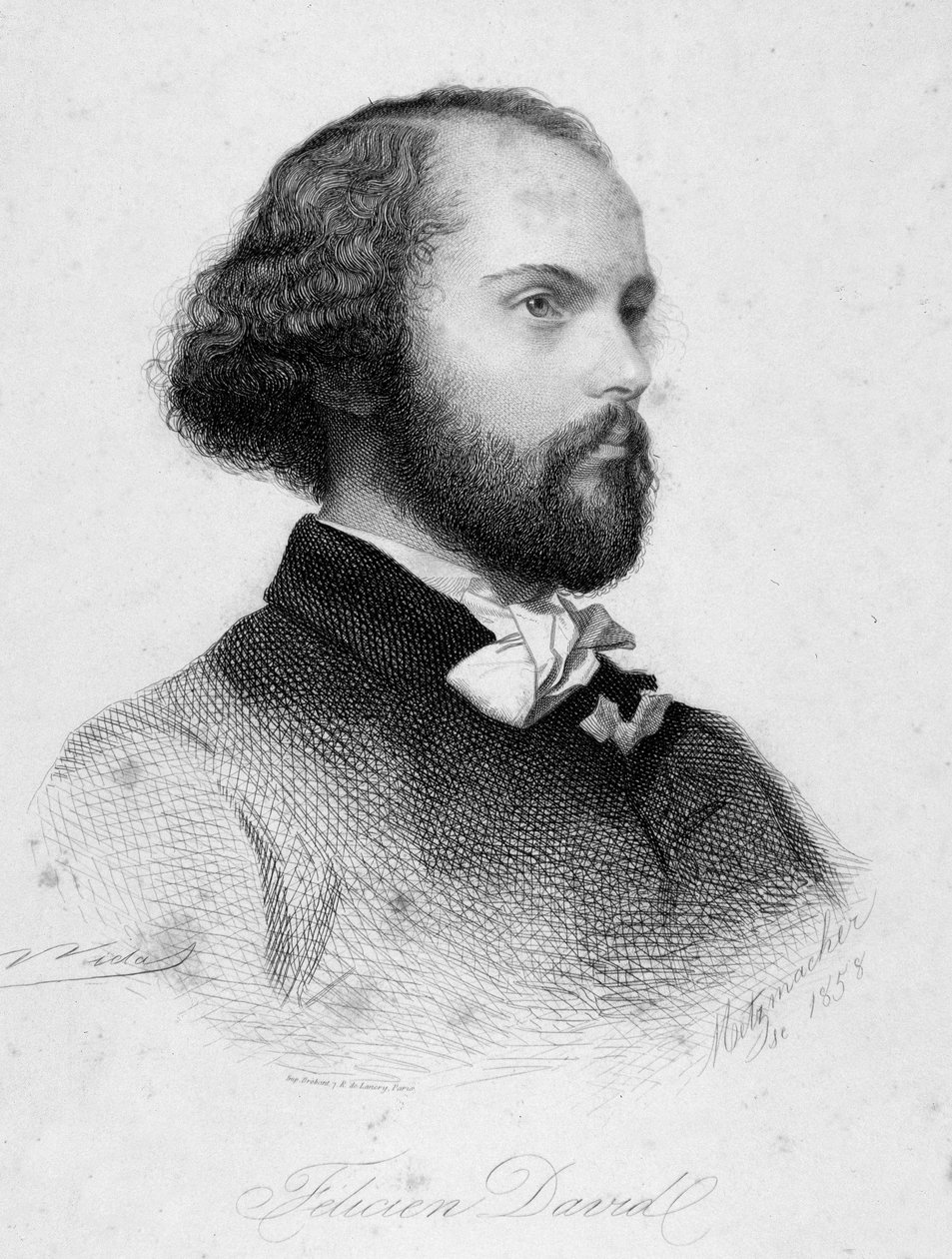 Portret van Felicien Cesar David door Anonymous Anonymous