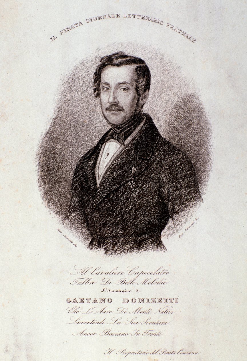 Portret van Gaetano Donizetti (gravure) door Anonymous Anonymous