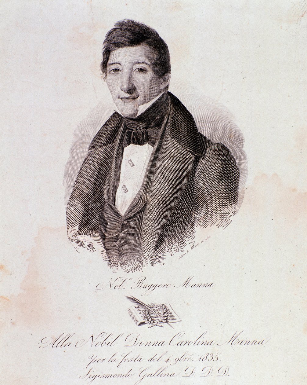 Portret van Ruggero Manna (gravure) door Anonymous Anonymous