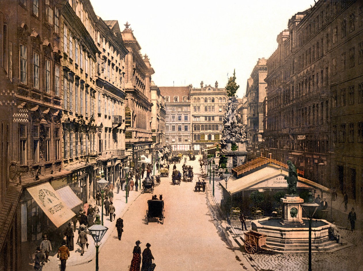 Wenen in 1901. Der Graben. Fotochroom door Anonymous Anonymous