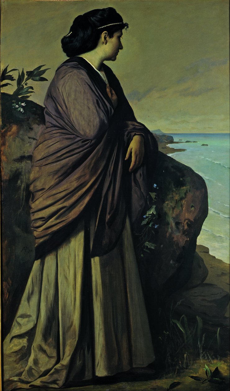 Aan de kust (moderne Iphigenia) door Anselm Feuerbach