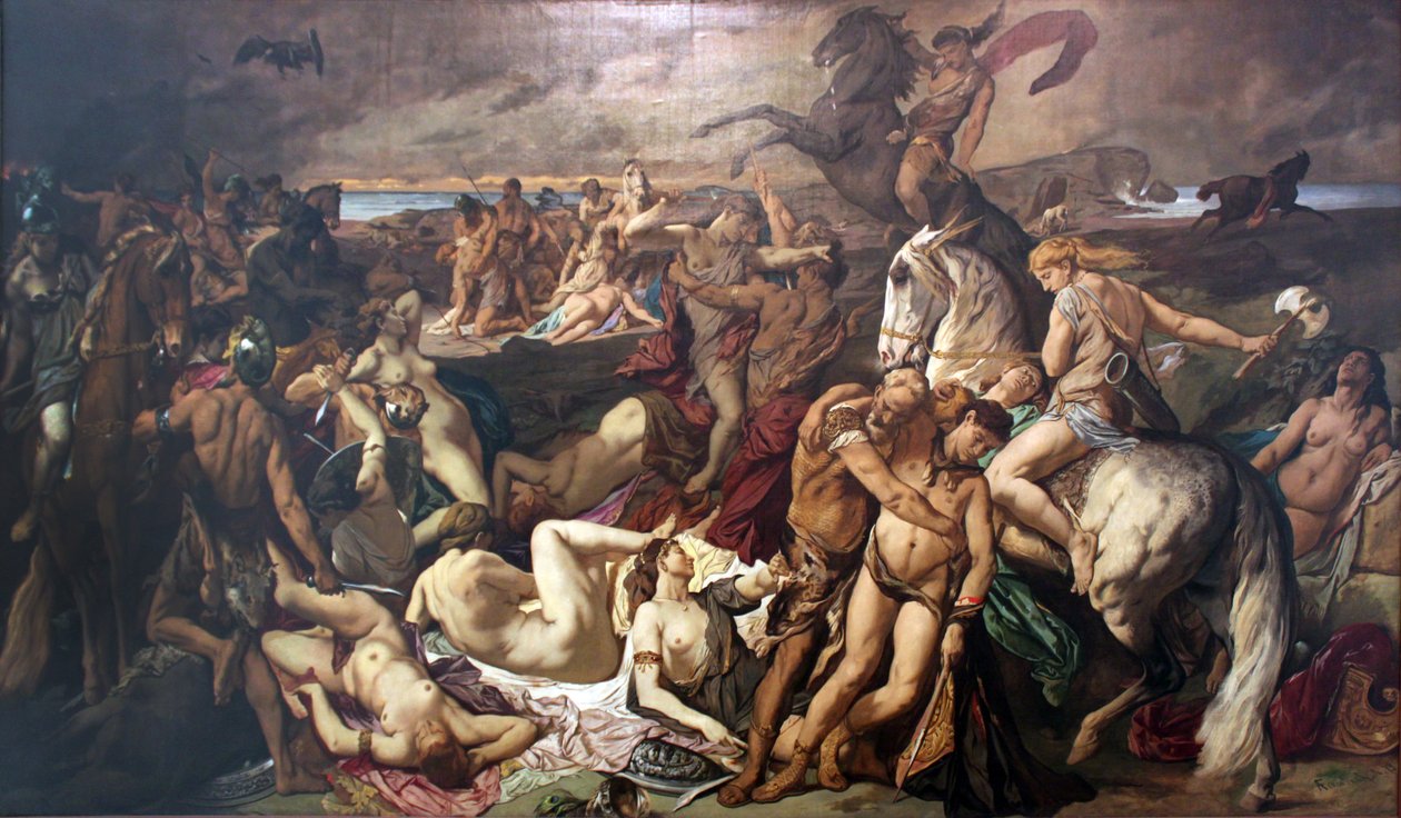 De strijd van de amazones (tweede versie) door Anselm Feuerbach