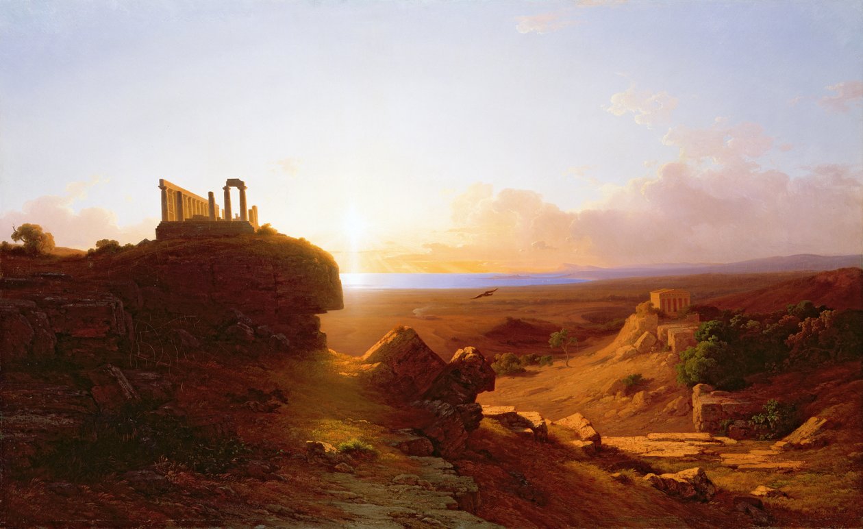 Romantisch landschap, 1860 door Antal Ligeti
