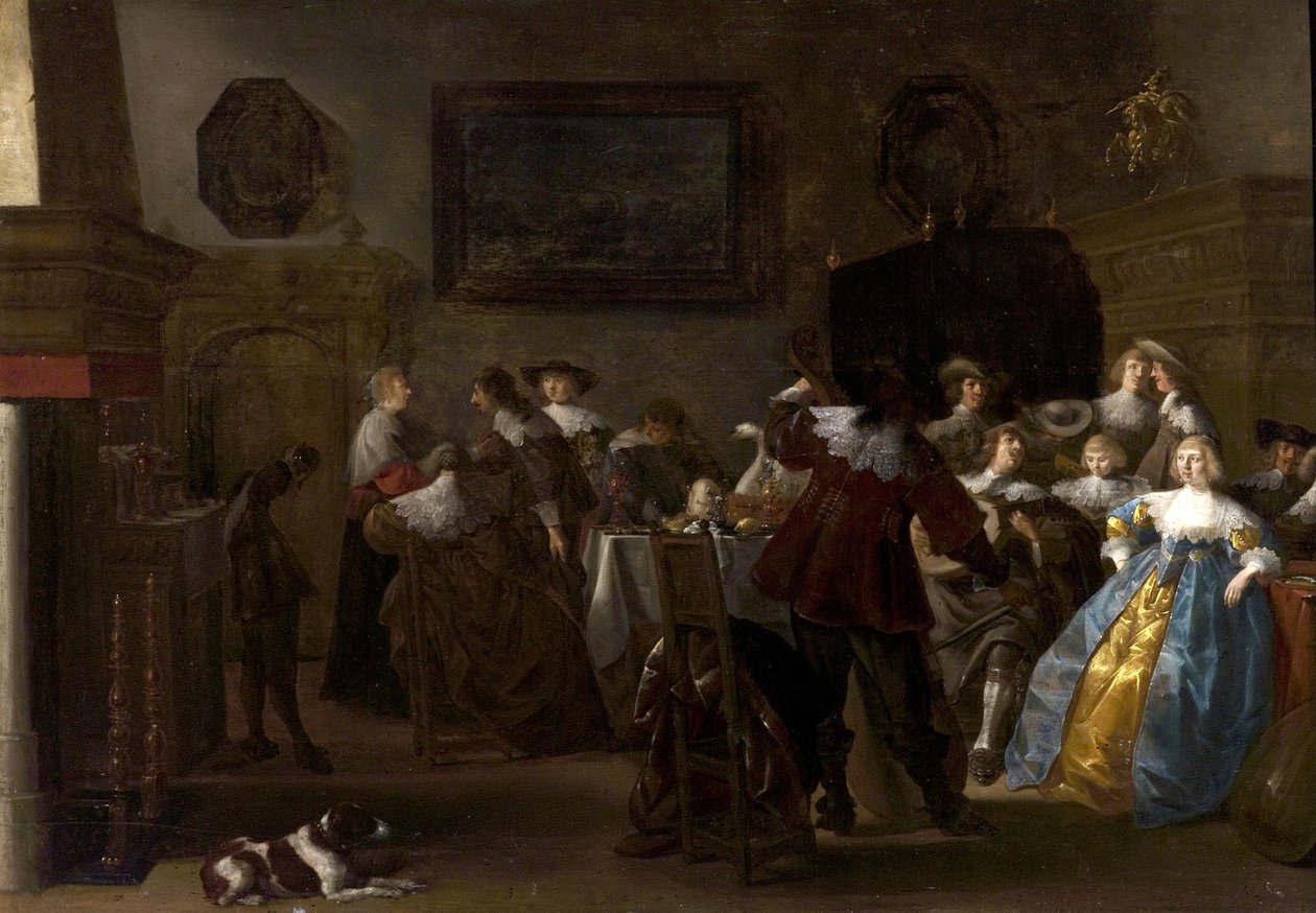 Vrolijk gezelschap (Interieur met ruiters en dames), 1630s door Anthonie Palamedesz