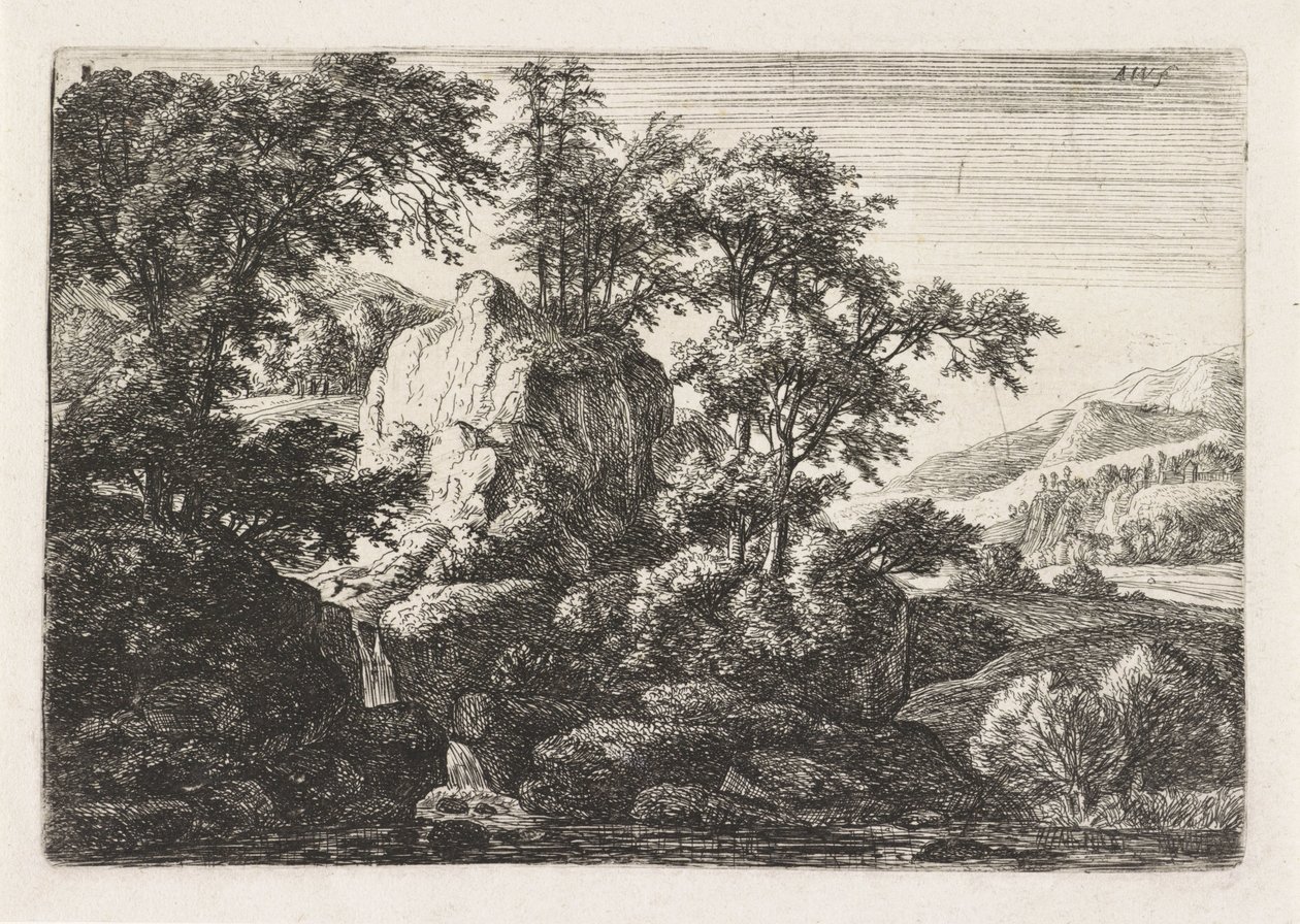 Dubbele waterval door Anthonie Waterloo