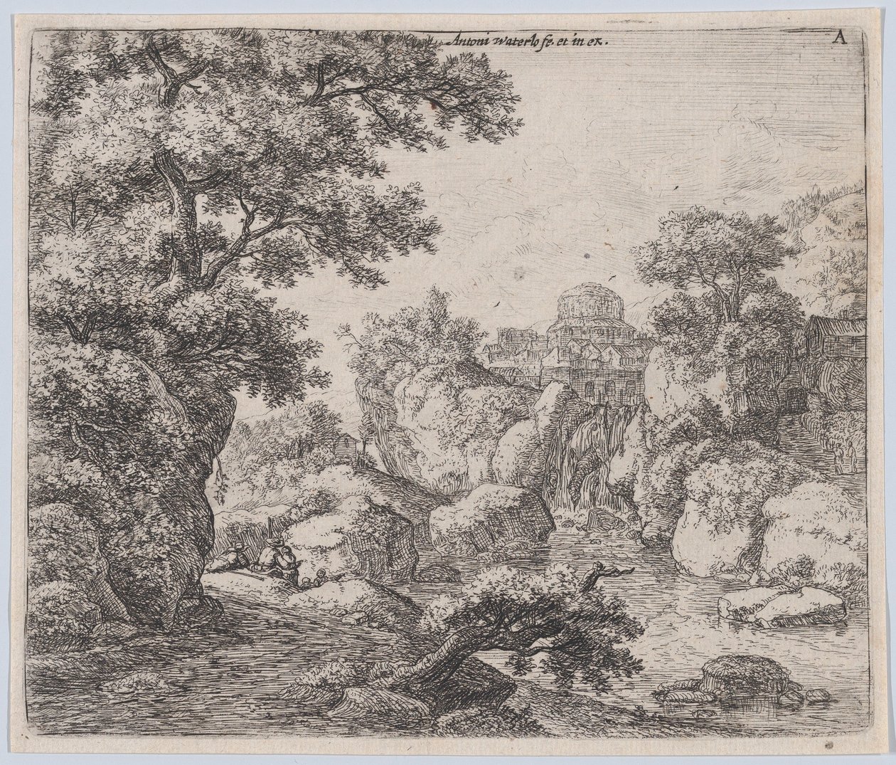 De koepel en de waterval door Anthonie Waterloo