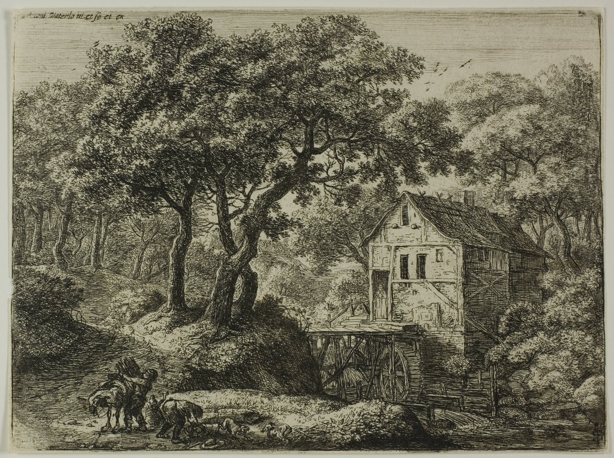 De molen in het bos door Anthonie Waterloo