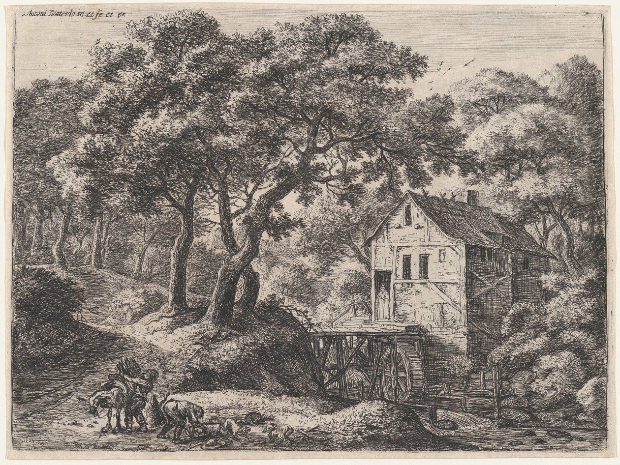De Molen in het Bos, 17e eeuw door Anthonie Waterloo